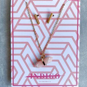 Indigo Authority Coral Pink Long Necklace/Earrings